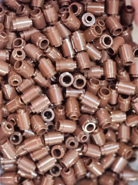 Lego Qty 458 - Dark Brown - 3062 Brick, Round 1 x 1 - NEW