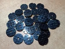 LEGO BULK LOT OF 32 BLACK ROUND PLATE  4X4 WITH HOLE #60474
