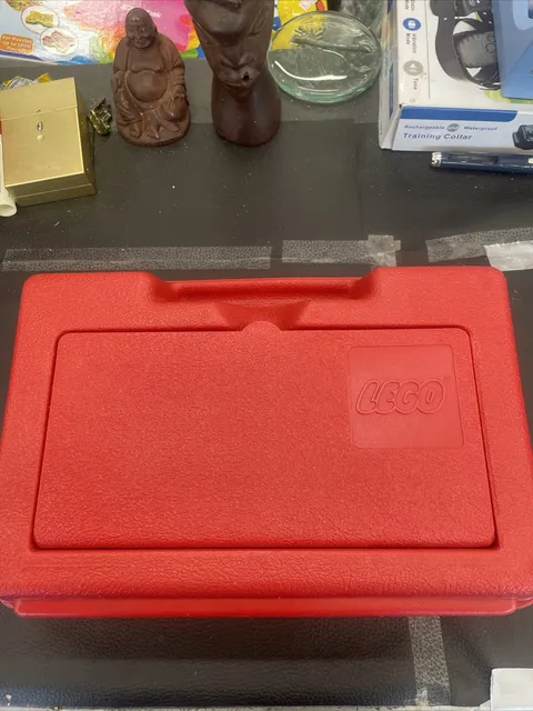 Vintage 1980’s LEGO Carrying Storage Case Red Plastic 11.5" x 7.5" x 3.5" P-002