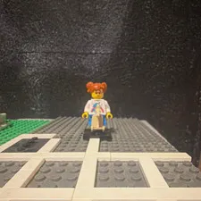 LEGO Minifigure Rocking Horse Girl Pigtails Orange Hair White Torso  Blue Legs