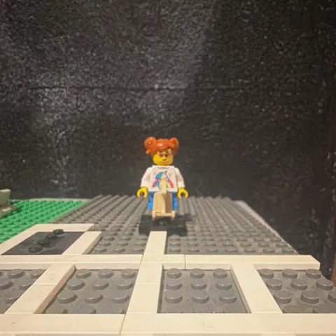 LEGO Minifigure Rocking Horse Girl Pigtails Orange Hair White Torso  Blue Legs