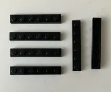 LEGO 6x NEW Pieces Plate 1x6 BLACK #3666
