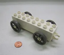 Vintage Lego Duplo Wheel Base Princess Carriage Vehicle White w/ Gray Wheels