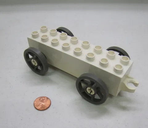 Vintage Lego Duplo Wheel Base Princess Carriage Vehicle White w/ Gray Wheels