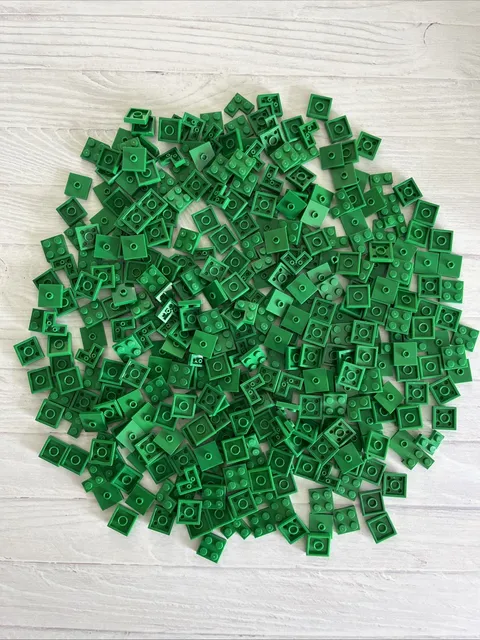LEGO LOT GREEN 359 PCS 2X2 PLATE CENTER STUD CORNER VARIETY BUILDING PIECES