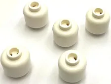 Lego 5 New White Minifigure Heads Plain Parts