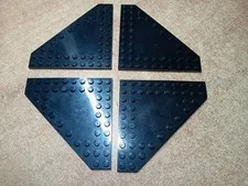 LEGO BULK LOT 4 BLACK WEDGE PLATE 10X10 CUT CORNER NO STUDS IN CENTER #92584