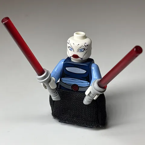 LEGO Star Wars Asajj Ventress Minifigure SW0195 Dark Blue Torso Lightsabers