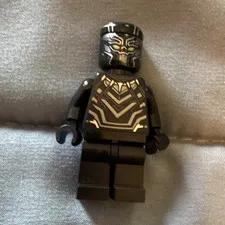LEGO Black Panther Minifigure Black Suit w/ Silver Details, Plastic