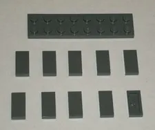 LEGO NEW 1x2 Dark Stone Grey Tile (10x) 4211052 Brick 3069
