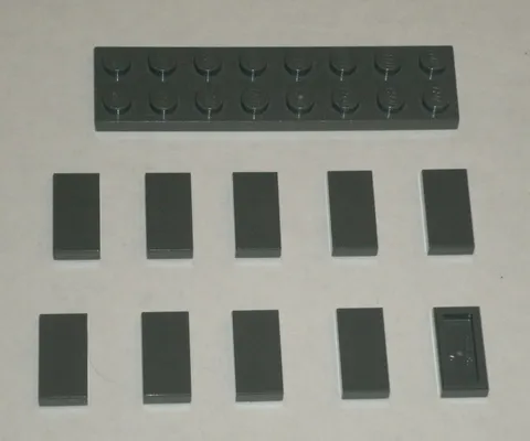 LEGO NEW 1x2 Dark Stone Grey Tile (10x) 4211052 Brick 3069