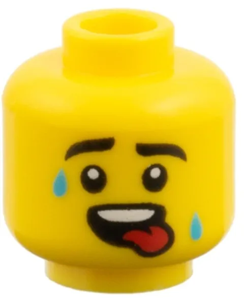 Lego New DALMATIAN Dog Minifigure HEAD Yellow Smirk/Sweat Drops Red Tongue 28-7
