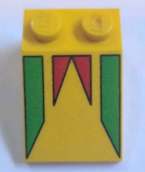 Lego part # 3298p19 Slope 33 3 x 2 with Green and Red FreeStyle Pennant Pattern