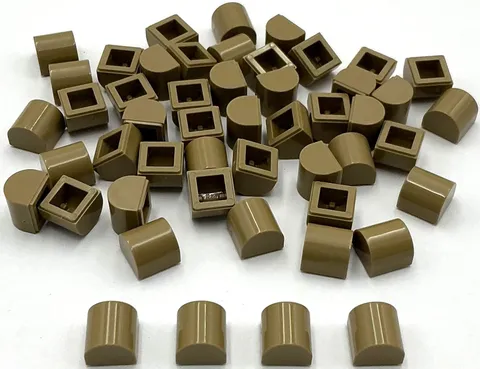 Lego 50 New Dark Tan Slopes Sloped Curved 1 x 1 x 2/3 Double Parts