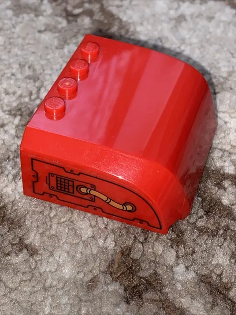 Lego 61484Pb007  Windscreen 5x6x2 Curved Top Canopy 4 Studs red Stickers 6860