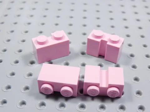 LEGO Lot of 4 Pink 1x2 Modified Bricks w/ Groove BN