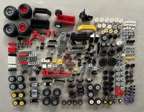 250+ Pieces LEGO Wheels, Axels, Rims, Tires, Gears, Truck/Car Parts 1 1/2 lbs.