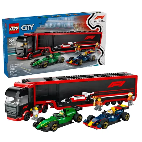 LEGO City F1® Ciężarówka z solidami RB20 i AMR24 F1® 60445 LEGO