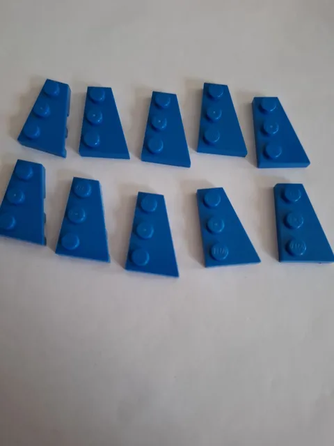 No 373.  10x Lego Wedge Plate 43722 Right 2x3 Blue