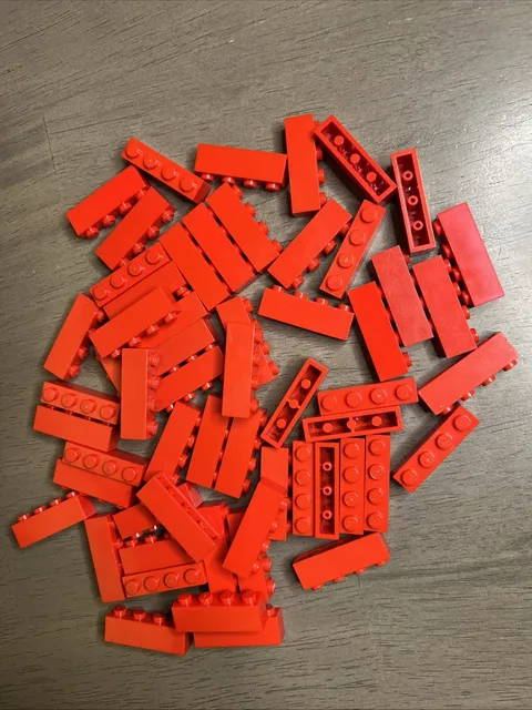 Lego 3010 Red Brick 1x4 - 58 Pieces Dented