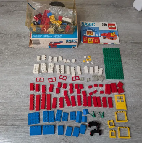 LEGO BASIC Building Set 510 (1985) - Complete in Worn Box w/ Extra Parts