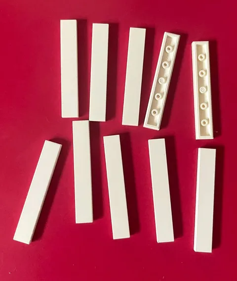 LEGO 1x6 WHITE TILE PART Flat Smooth (10 pieces) #6636 Dots Building Blocks