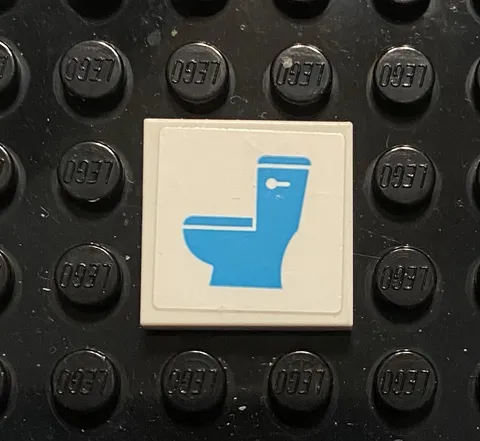 LEGO Hard To Find White 2x2 Tile With Toilet Print (sticker) Bathroom Rest Room