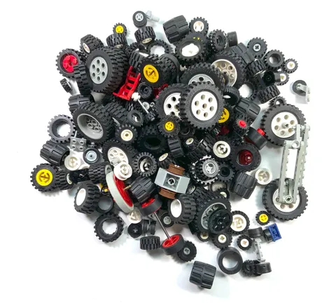 Genuine LEGO Wheels Tires Axles Vehicle Parts Lot - 1lb 7oz Bulk Ships Fast!!!