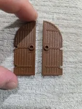2x LEGO Brown Castle Round Curved Top Doors 1x3x6 2554 6285 6276 3739 6076 6277