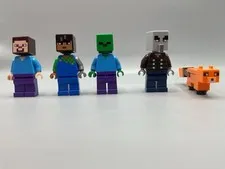 LEGO Minecraft Minifigure Bundle – Steve, Zombie, Pillager, Ocelot & Player