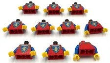 Lego 10 New Red Torso Castle Surcoat Silver Chain Mail Yellow Lion Minifigure