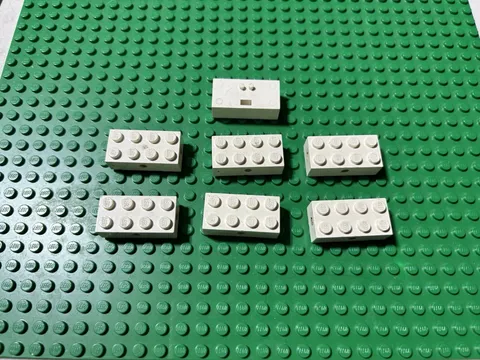LEGO PART 7049bc03 Brick Special 2 x 4 with Wheel Holder Old, Clear Bottom X 6
