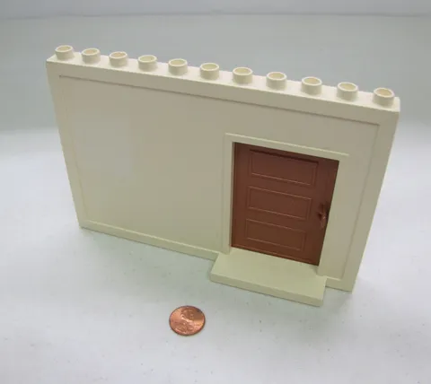 Lego Duplo White Wall Panel W/ Brown Sliding Door & Threshold Vintage 9977 #2
