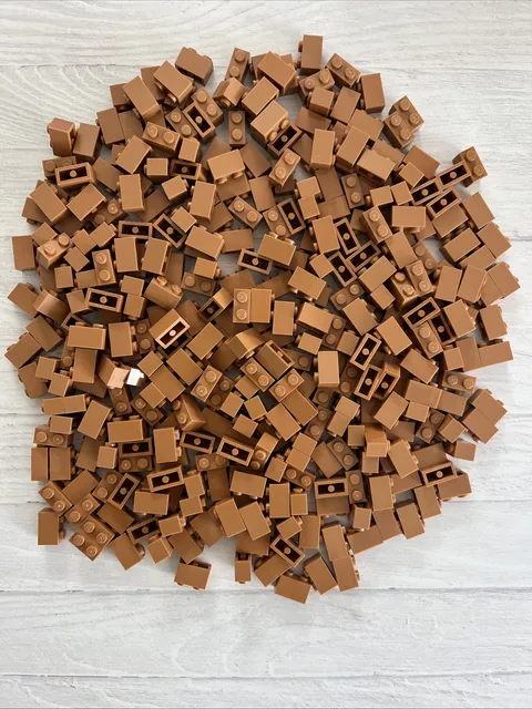LEGO MEDIUM NOUGAT LOT 351 PCS 1X2 BRICK BLOCK BUILDING PIECES