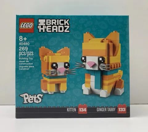 LEGO BrickHeadz Pets Ginger Tabby Cat & Kitten 40480, brand new and sealed.