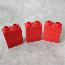 Lego Duplo Red Masonry 1x2x2 Specialty Brick Block 3 pc. C5