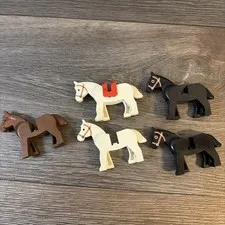Lego Horse Lot Of 5 White Black Brown Castle Horses