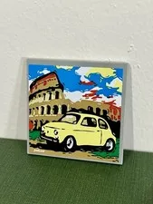 Lego 10271 Yellow Fiat 500 Colosseum And Car Painting 6 X 6 Tile Piece w/Sticker
