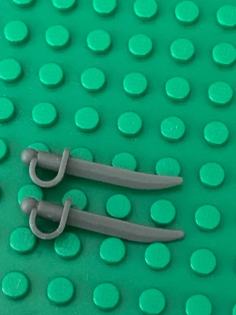 LEGO® Dark Gray MiniFigure Sword - Cutlass Saber with Small Hilt. Two (2) New