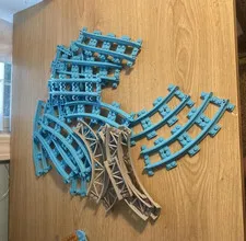 LEGO Train and RollercoasterTracks Bulk Lot Curved Track Pieces Blue and Gray