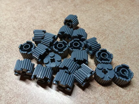 LEGO BULK LOT OF 20 DARK BLUISH GRAY 2X2 ROUND BRICK GRILLE AXLE HOLE #92947