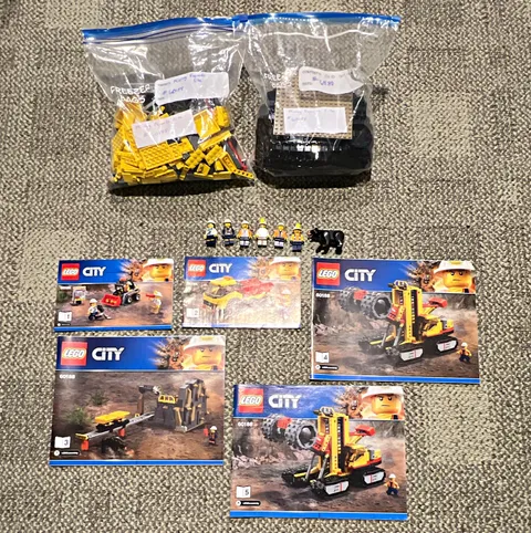 LEGO City 60188 Mining Heavy Drill Bulk Parts Lot w/ Minifigures & Manuals