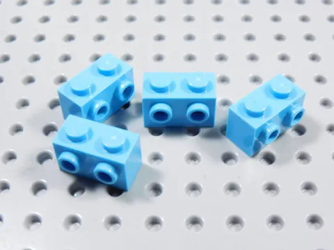 LEGO Lot of 4 Medium Azure 1x2 Bricks w/ 2 Side Studs BM