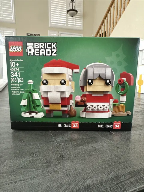 LEGO Brick Headz 40274 Christmas Mr. & Mrs. Claus Santa 341 pc 2018 Retired New