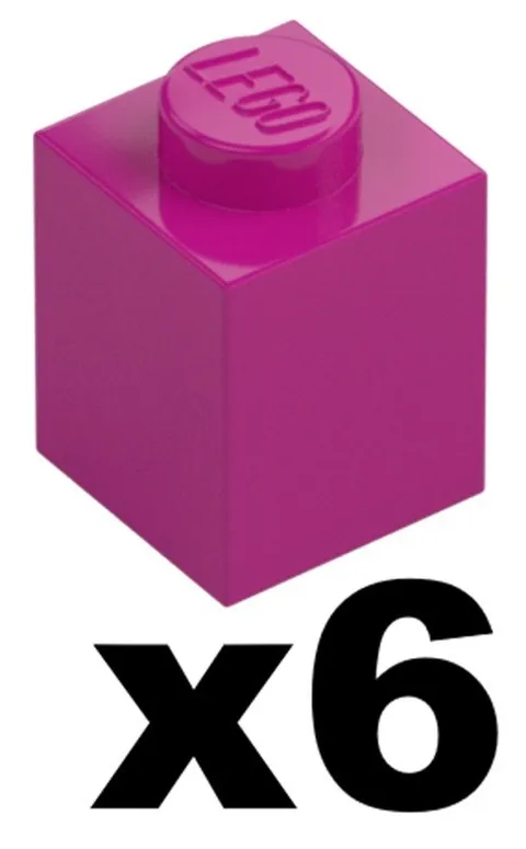 Lego New Mosaic Part 3005 - Qty 6 - BRICK Magenta Pink 1 x 1 Stud Pieces D940