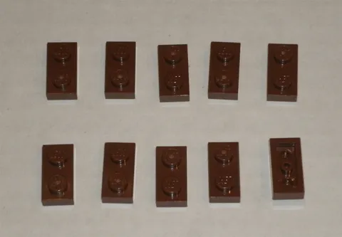 LEGO NEW 1x2 Reddish Brown Plate (10x) 4211150 Brick 3023