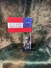 2x 54mm MINI American Civil War Confed + LOUISIANA 6th Infantr Flag on LEGO POLE