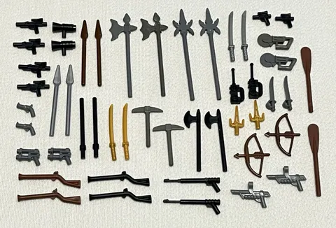 Lego Weapions Guns Swords Bows Lot Of 50