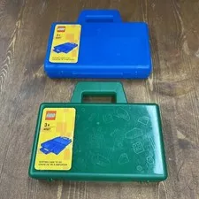 Lot Of 2 LEGO Sorting Box to Go Travel Case Organizing Dividers Green Blue