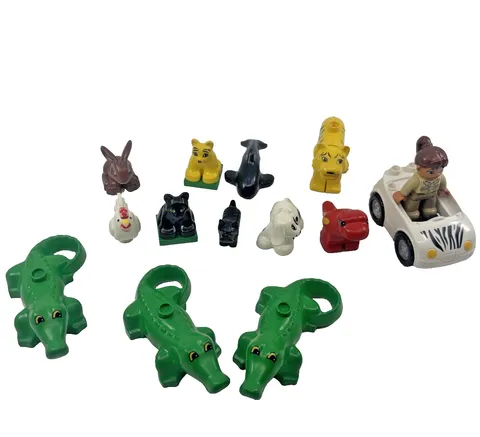 Lot of 13 LEGO DUPLO Animals: Dino Rabbit Tiger Crocodiles Chick Dog panther